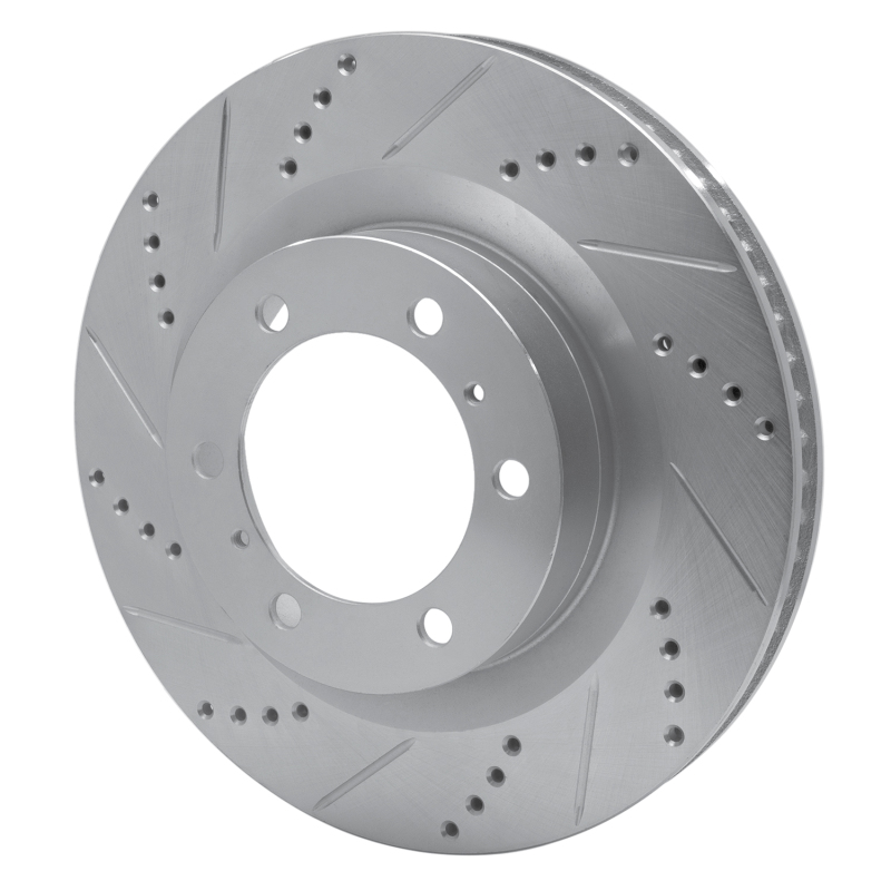 Lexus GX460 Brake Rotor (1) - Front Left - R1 Concepts - Drilled & Slotted - Silver - `10-`24